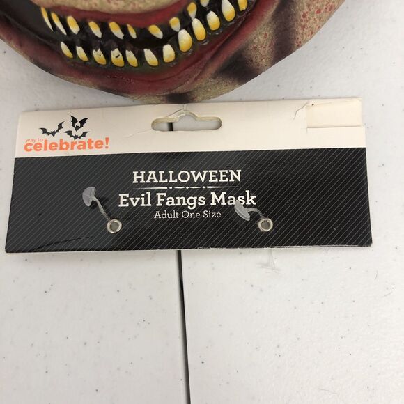 Evil Fangs Mask Way To Celebrate! Halloween Adult Latex Rubber Full Head New - Picture 5 of 7